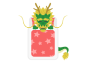 布団で寝る、龍のキャラクターの無料イラスト