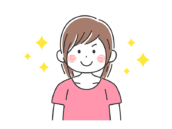 キラキラ輝く、私服女性の無料イラスト