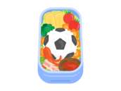 サッカーボールおむすびの、お弁当の無料イラスト