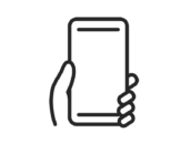 スマートフォンを持つ手のアイコン（線画）の無料イラスト