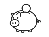 豚の貯金箱のアイコン（線画）の無料イラスト