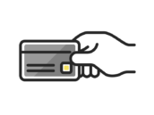 クレジットカードを持つ手のアイコンの無料イラスト