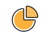 カットした、円グラフのアイコンの無料イラスト