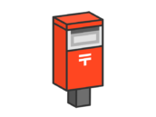 郵便ポスト（3D線画）の無料イラスト