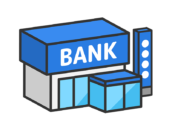 銀行の外観（3D線画）の無料イラスト