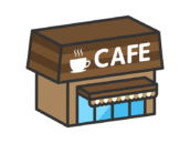 カフェの外観（3D線画）の無料イラスト