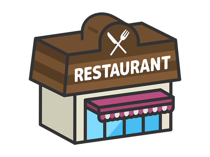 レストランの外観（3D線画）の無料イラスト