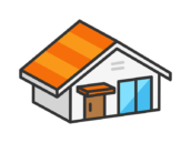 平屋住宅（3D線画）の無料イラスト