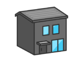 キューブ型住宅（3D線画）の無料イラスト