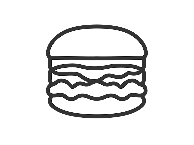 ハンバーガーのアイコン（線画）の無料イラスト