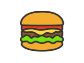 ハンバーガーのアイコン（線画カラー）の無料イラスト