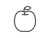 果物のリンゴのアイコン（線画）の無料イラスト
