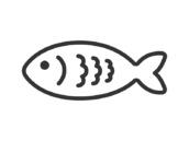 シンプルな魚のアイコン（線画）の無料イラスト