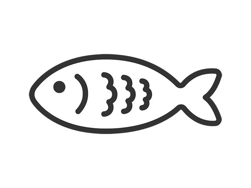 シンプルな魚のアイコン（線画）の無料イラスト