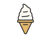 ソフトクリームのアイコン（線画カラー）の無料イラスト