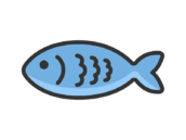 シンプルな魚のアイコン（線画カラー）の無料イラスト