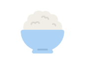 茶碗に盛られた、白米のアイコンの無料イラスト