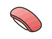 マグロのトロの寿司のアイコン（線画カラー）の無料イラスト
