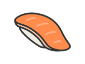 サーモンの寿司のアイコン（線画カラー）の無料イラスト