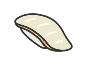 鯛の寿司のアイコン（線画カラー）の無料イラスト