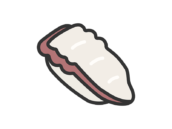 タコの寿司のアイコン（線画カラー）の無料イラスト