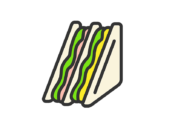 サンドイッチのアイコン（線画カラー）の無料イラスト
