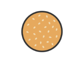 ごまパンのアイコン（線画カラー）の無料イラスト