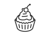 カップケーキのアイコン（線画）の無料イラスト