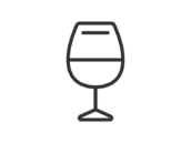 グラスに入った、ワインのアイコン（線画）の無料イラスト