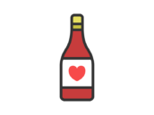 赤ワインボトルのアイコン（線画カラー）の無料イラスト