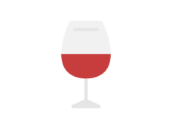 グラスに入った、赤ワインのアイコンの無料イラスト