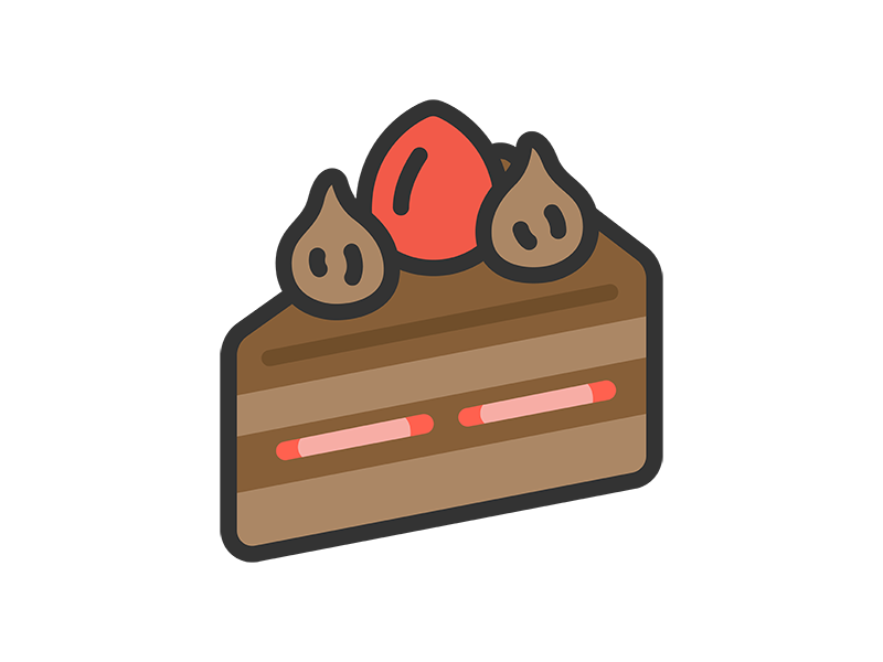 チョコレートケーキのアイコン（線画）の無料イラスト