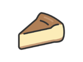 チーズケーキのアイコン（線画カラー）の無料イラスト