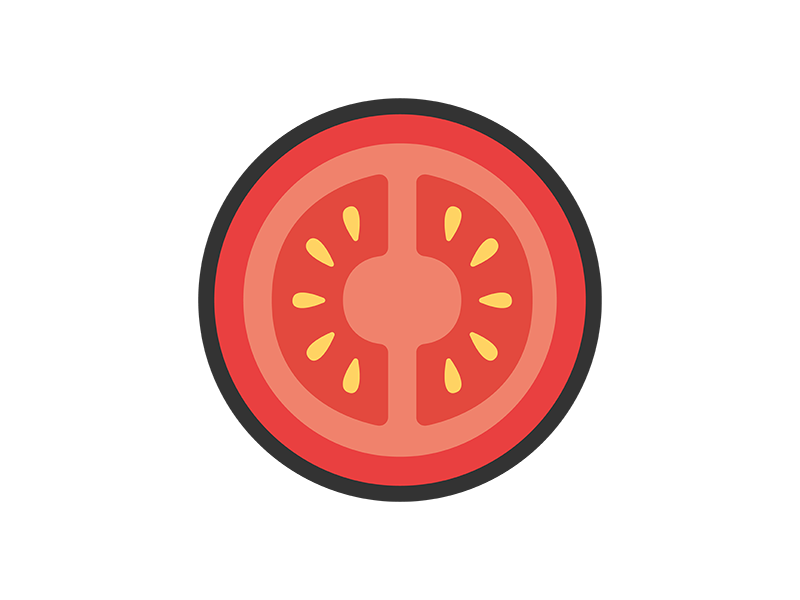 トマトの断面のアイコン（線画カラー）の無料イラスト