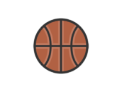 バスケットボールのアイコン（線画カラー）の無料イラスト
