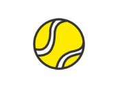 テニスアイコン（線画カラー）の無料イラスト
