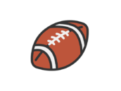 アメリカンフットボールのアイコン（線画カラー）の無料イラスト