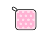 ピンク色の、ループ付きタオルのアイコン（線画カラー）の無料イラスト