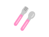ピンク色の、ナイフとフォークのアイコンの無料イラスト