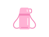 ピンク色の、子供用の水筒のアイコンの無料イラスト