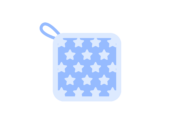 水色の、ループ付きタオルのアイコンの無料イラスト