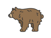 茶色の熊（線画カラー）の無料イラスト