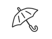 開いた傘のアイコン（線画）の無料イラスト