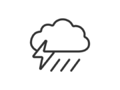天気予報の雷雨のアイコン（線画）の無料イラスト