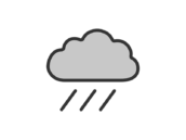 天気予報の雨のアイコン（線画カラー）の無料イラスト