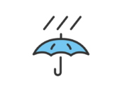 天気予報の雨の日のアイコン（線画カラー）の無料イラスト