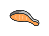 惣菜の、塩鮭のアイコン（線画カラー）の無料イラスト