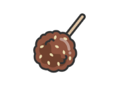 惣菜の、ミートボールのアイコン（線画カラー）の無料イラスト