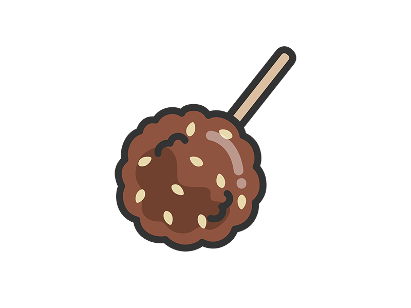 Free illustration of meatball icon (line drawing color) for side dishes
