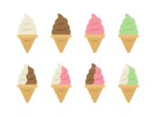 色んな味の、ソフトクリームのアイコンの無料イラスト